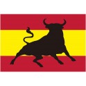 Adhesivo bandera de España con toro 100x67mm